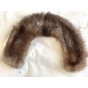 Vintage Mink Collar: Genuine Fur, Brown, Fully Lined, Size 161/2"x3"